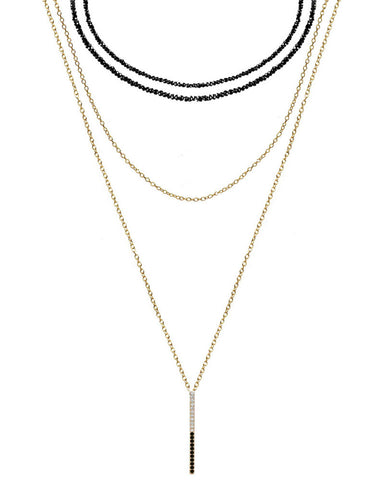 gold spinel choker layered necklace