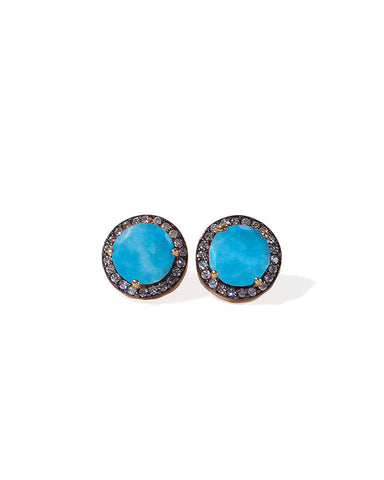 Jaimie Nicole Turqouise Pave Stud Earrings