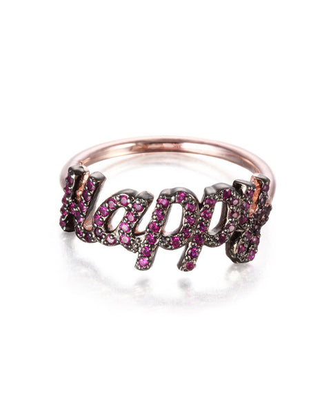 Rose Gold Ring that says Happy Jamie Park