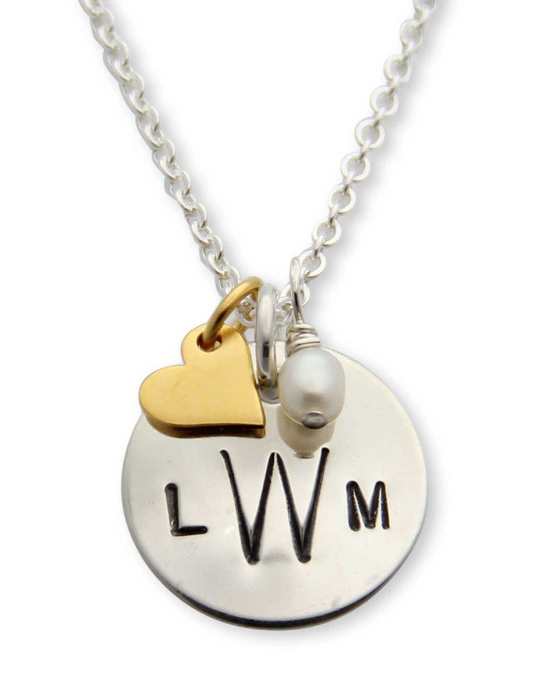 jenny presents hand stamped monogramed necklace