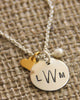 monogramed stamped name necklace with heart