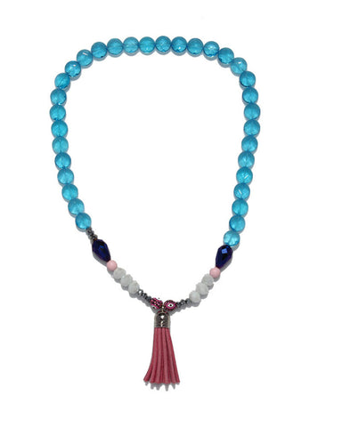 Jewels By Dunn Blue Tassel Handmade Necklace