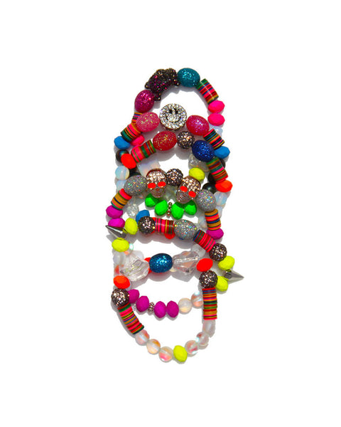 Jewels By Dunn Glam And Glitter Neon Skulls Bracelet Set
