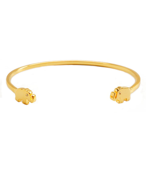 Elephant charm cuff gold with cz