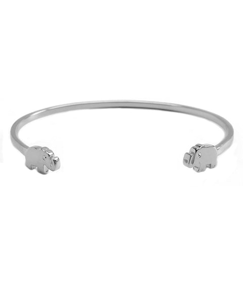 Silver tiny elephant cuff with cz eyes joyiia