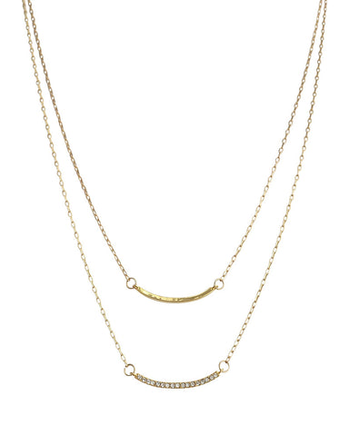 Jules Smith Pave Solid Layered Arched Bar Necklace
