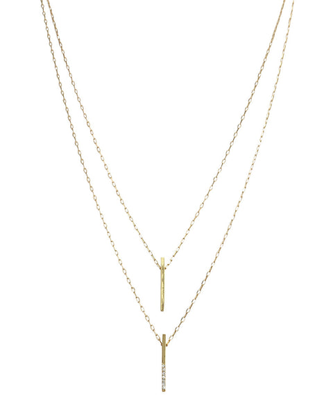 Jules Smith Pave Solid Vertical Bar Necklace