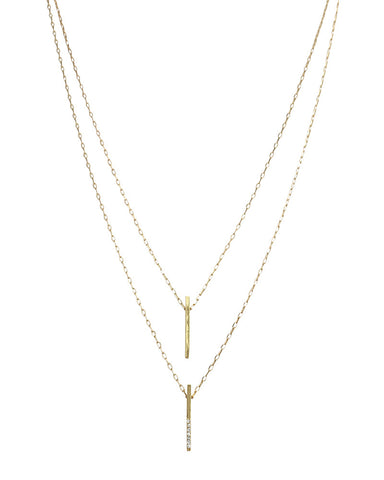 Jules Smith Pave Solid Vertical Bar Necklace