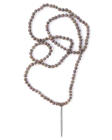 diamond spike with wooden beads necklace