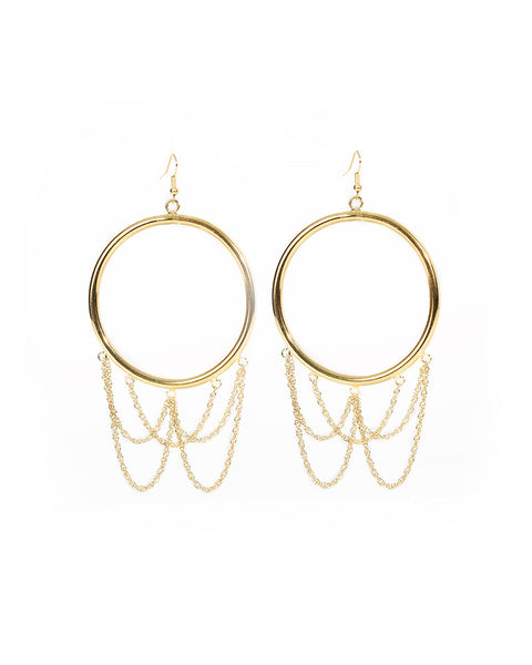 swoop hoop hanging dangling gold earrings womens l george designs