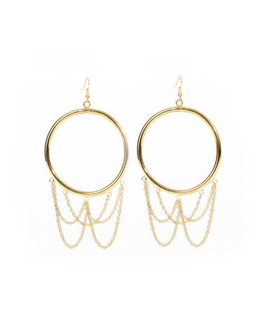 swoop hoop hanging dangling gold earrings womens l george designs