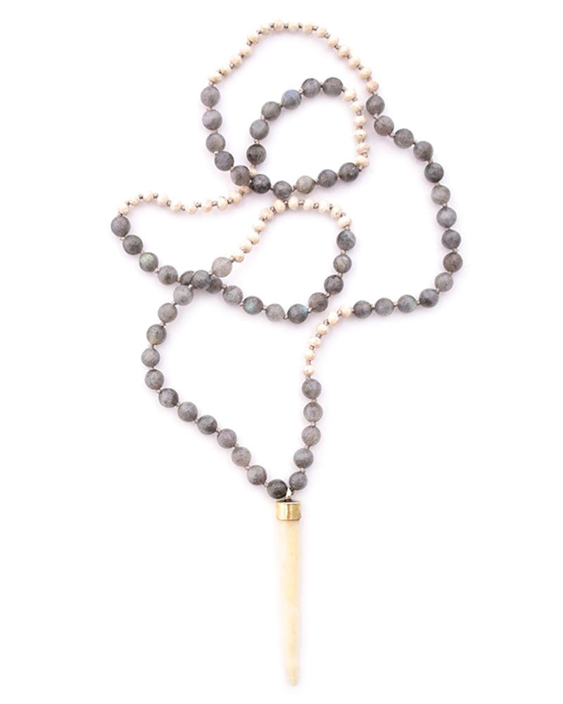 Gold and Gray Labradorite Bone Spike Necklace