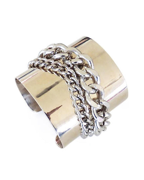 Lena Bernard White Brass Chain Cuff