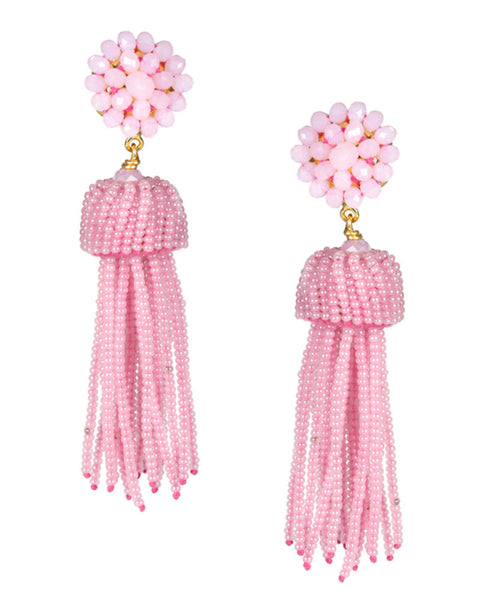 pink hanging lisi lerch tassel earrings bright color 