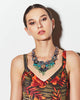 Mary Jane Claverol Model with Statement Necklace