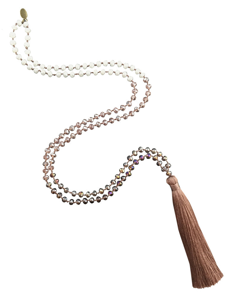 Mauve and Purple Zacasha Tassel Necklace