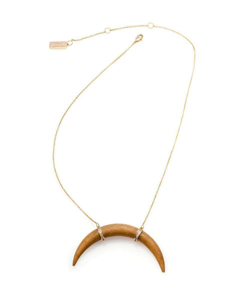 melanie auld crescent blonde wood necklace