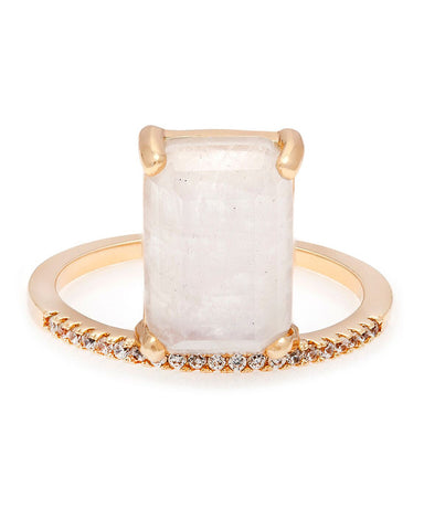 emerald cut stacking ring moonstone ring gold designer melanie auld