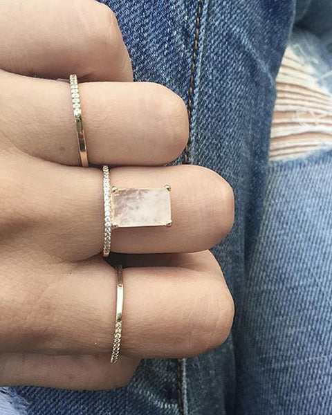 Melanie Auld Emerald Cut Stacking Ring Moonstone Online Jewelry Boutique