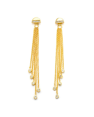 melanie auld half circle dropped chains gold earrings