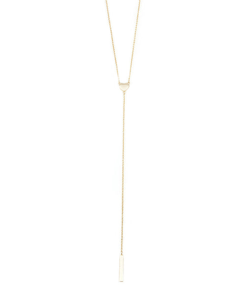 melanie auld heart lariat gold necklace