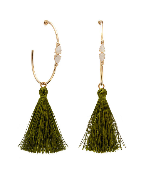 melanie auld moonstone tassel earrings forest green