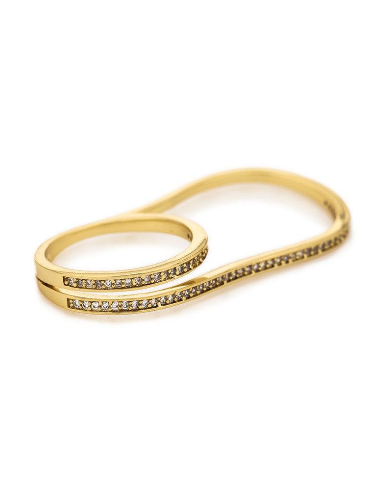 Melanie Auld Pave Double Finger Ring Gold