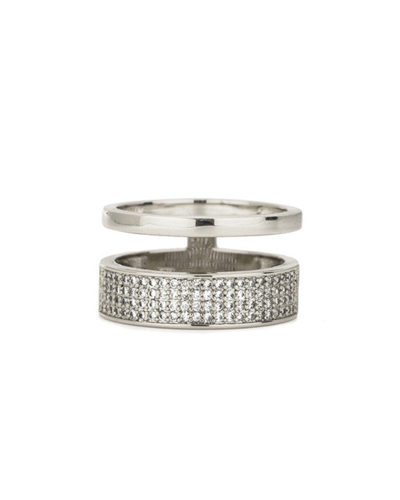 Melanie Auld Silver Two Band Pave Ring