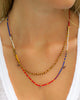 beaded blue and red necklace
