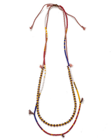 meridian ave blue red beaded necklace