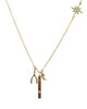 Wishbone Horn and Star Charm Necklace Gold