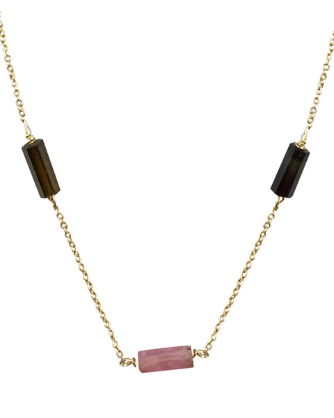 Tourmaline Bead Gold Necklace