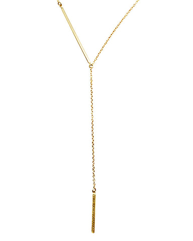 Double Gold Bar Charm Necklace