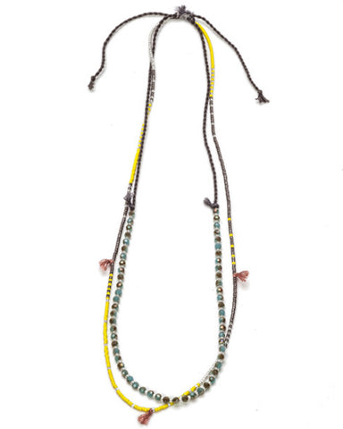 Yellow beaded merdian ave bing necklace