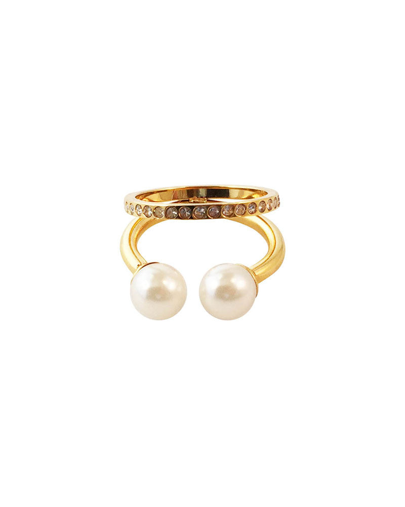 Meridian Avenue Double Pearl Pave Ring