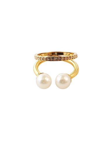 Meridian Avenue Double Pearl Pave Ring