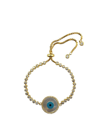 Gold Round Evil Eye Bracelet
