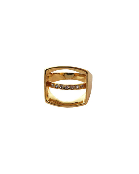 Meridian Avenue Open Square Ring Gold 