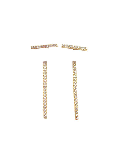Double Pave Bar Stud Earrings