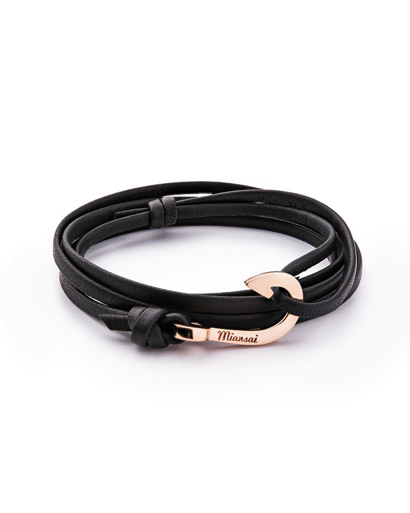 Miansai  Mini Rose Gold Hook Leather Wrap Bracelet – Online Jewelry  Boutique