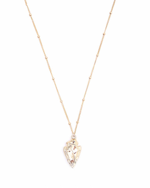 mini arrowhead necklace gold and gray