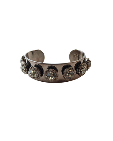 Courtney Lee Gunmetal Cuff Swarovski Black Crystals 
