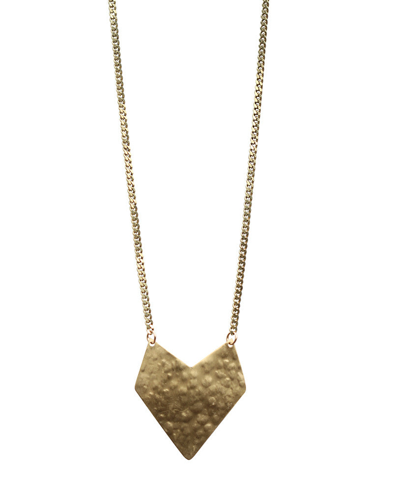 One Oak Jewelry Hammered Brass Necklace Caterina