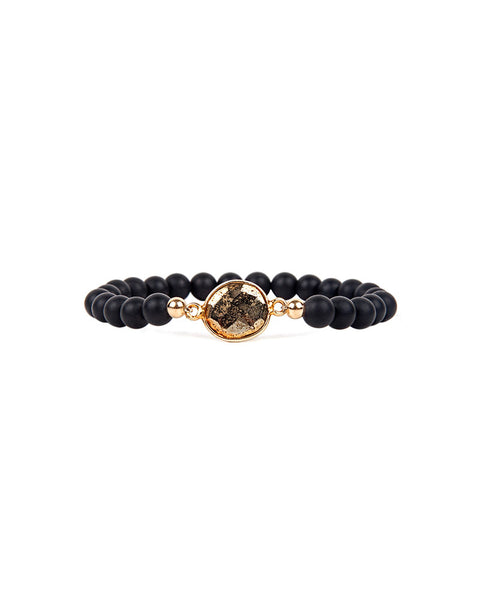 Jaimie Nicole Onyx Beaded Pyrite Bracelet 