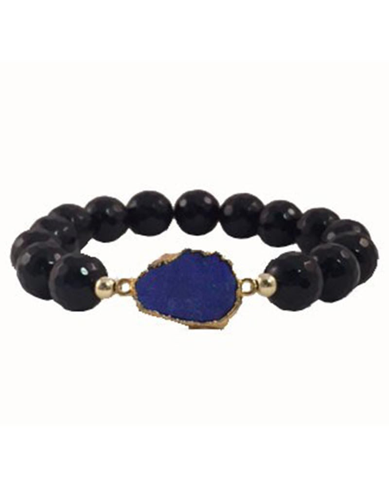 Blue Agate Onyx beaded bracelet