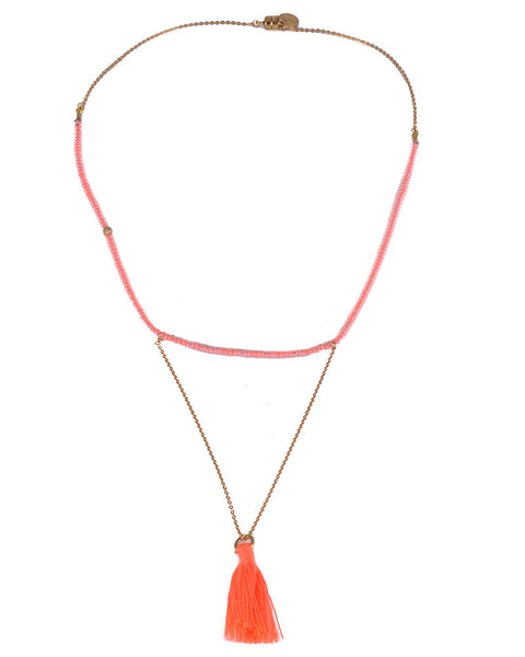 Dafne Coral Pom-Pom Necklace