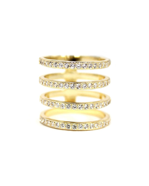 Melanie Auld Pave 4 Tier Ring Gold  