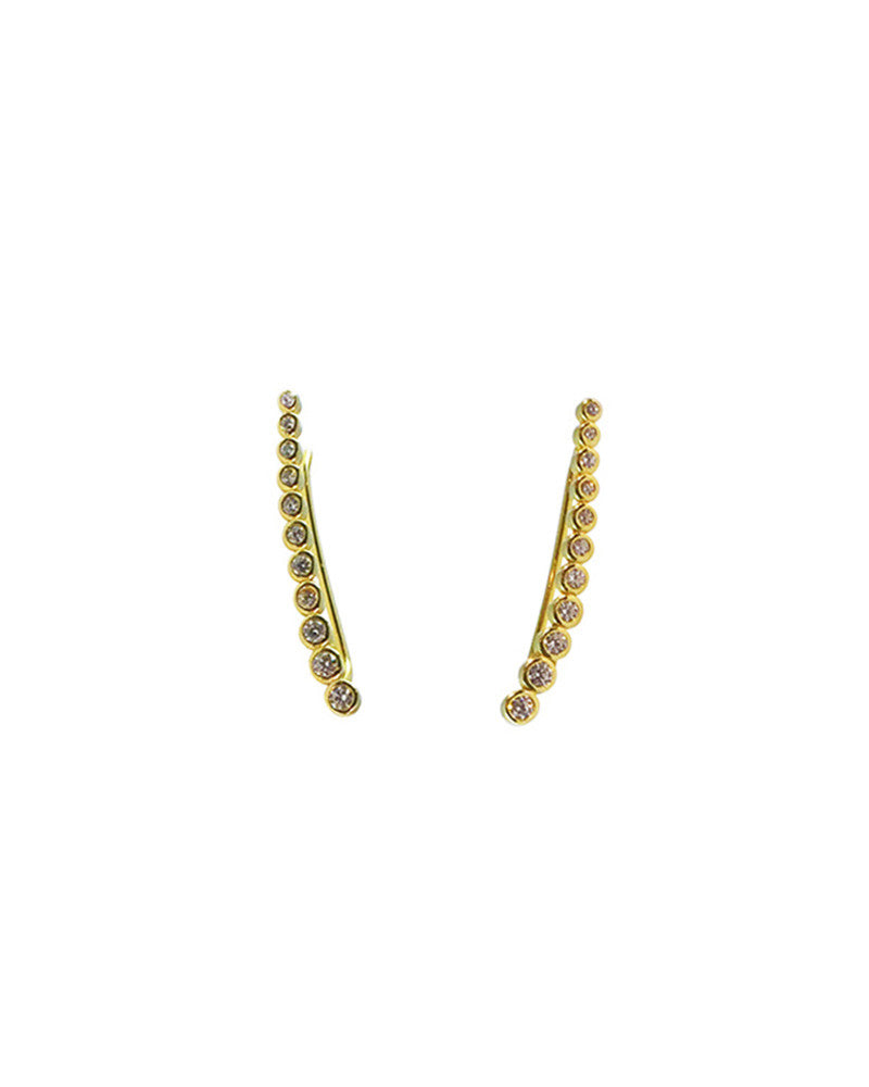 Gold Pave Ear Climbers Tall