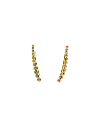 Gold Pave Ear Climbers Tall