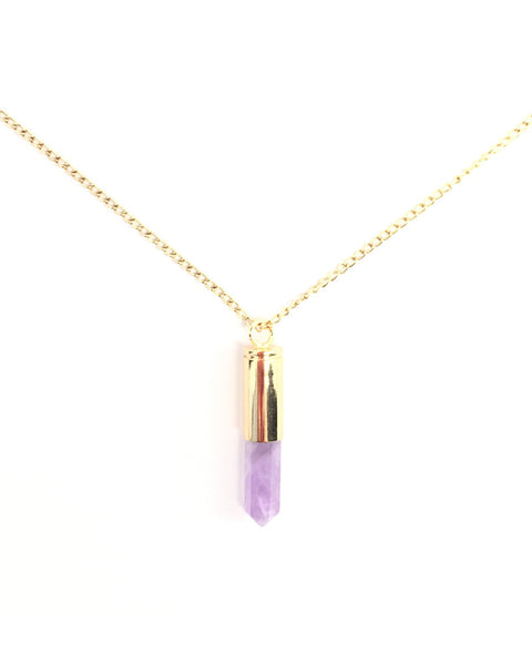 Purple amethyst bullet necklace
